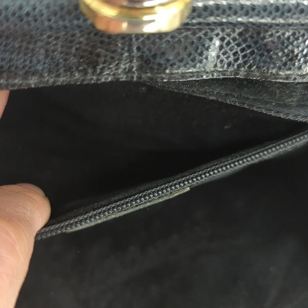 Vintage Susan Gail Genuine Snake Bellido Crossbody Purse Black classic cocktail